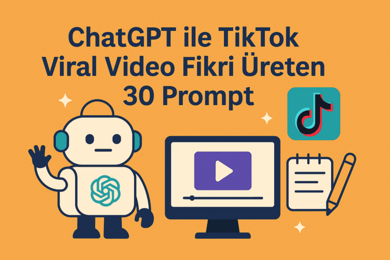 TikTok viral prompt fikirleri için ChatGPT odaklı modern blog kapak görseli