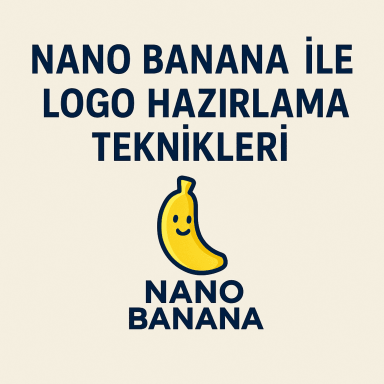Nano Banana ile logo hazırlama tekniklerini gösteren minimalist kapak görseli.