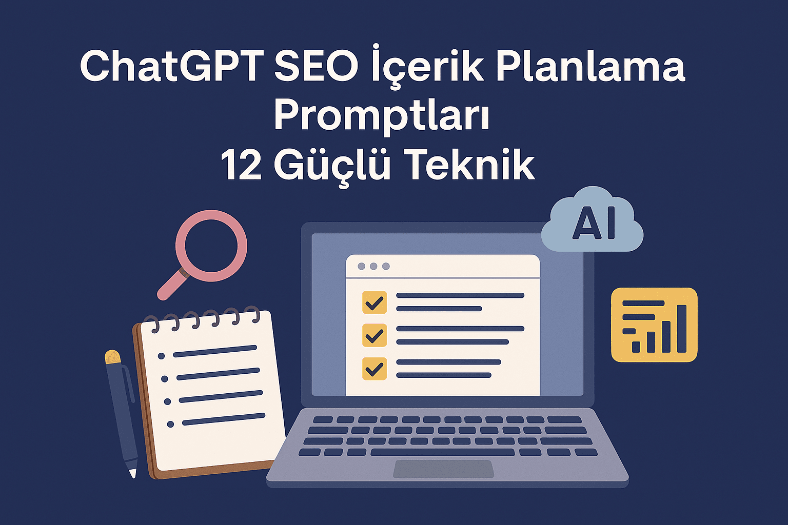 Gemini SEO araştırma promptları için hazırlanan modern ve minimalist blog kapak görseli.