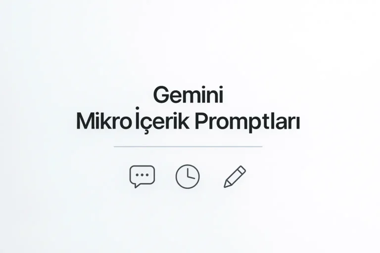 Gemini mikro içerik promptları için minimalist blog kapak görseli.