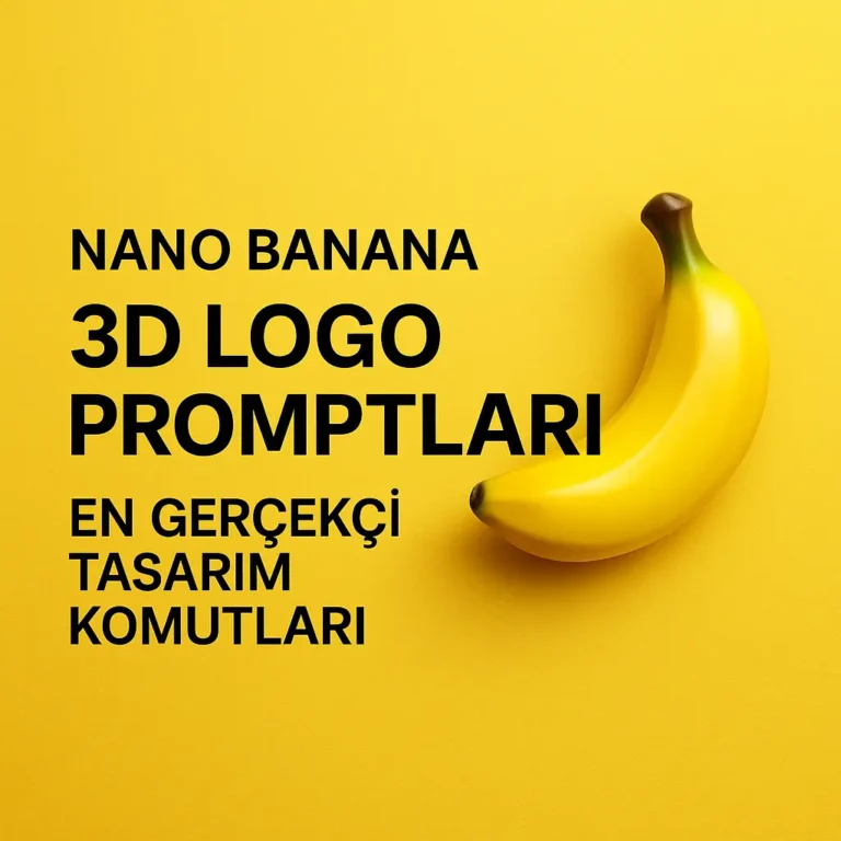 Nano Banana 3D logo promptları için hazırlanan modern ve minimalist kapak görseli.