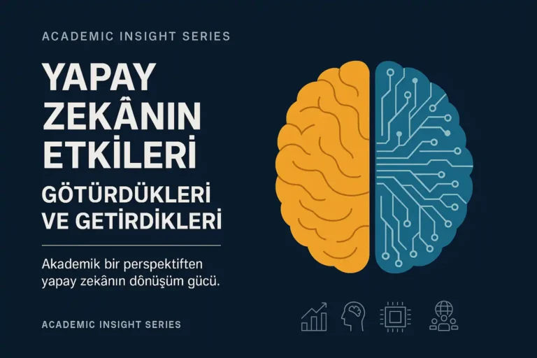 Yapay zekânın etkilerini temsil eden soyut beyin ve dijital devre görselliğine sahip akademik kapak tasarımı.