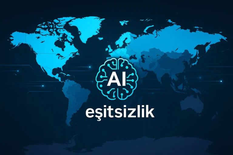 Yapay zekâ eşitsizlik temalı dünya haritası illüstrasyonu