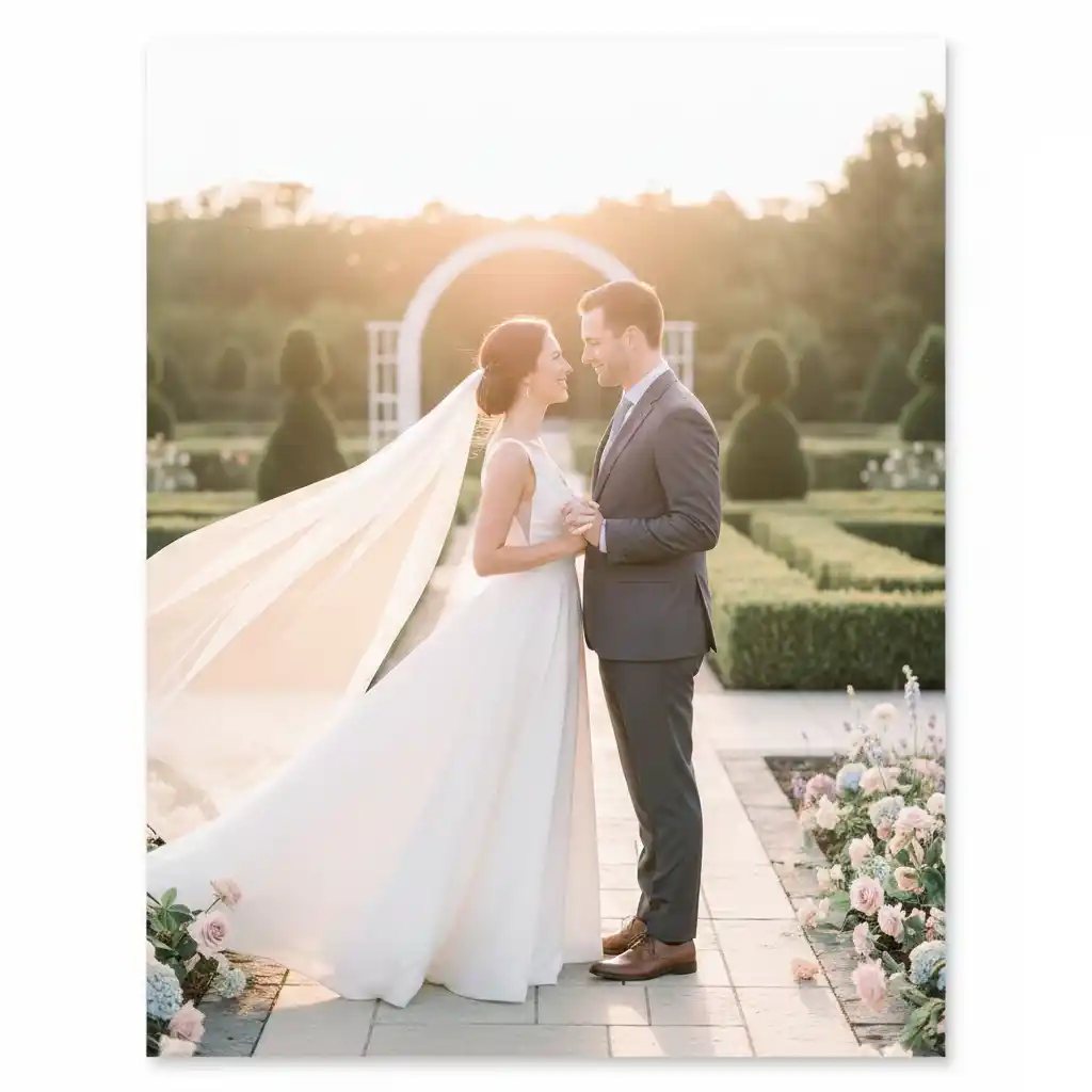 pre wedding gün batımı sinematik çift portresi yapay zeka