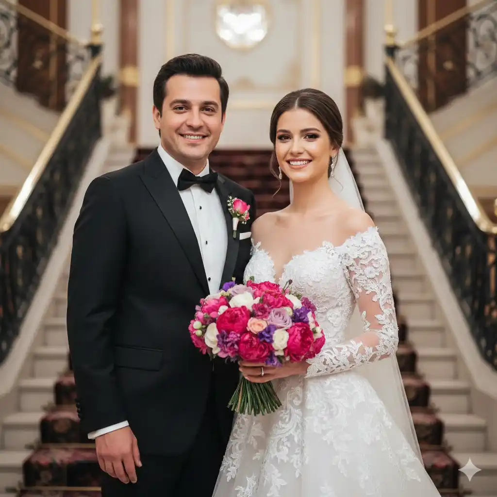 türk dizisi stilinde düğün fotoğrafı yapay zeka